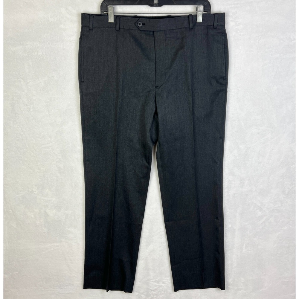 Brooks Brothers Madison Dress Pants Mens 38x30 (36x30) Gray Wool Flat Front